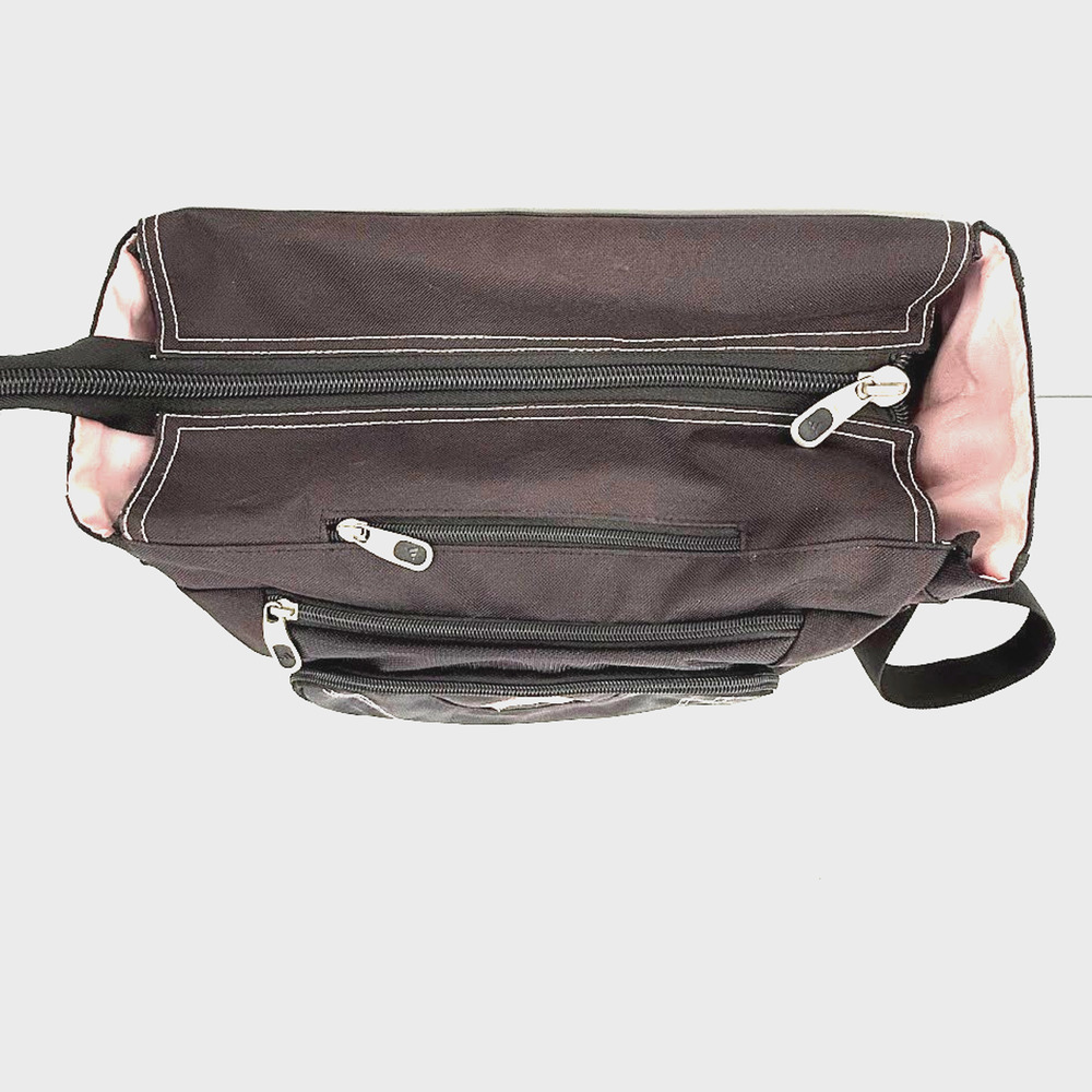 Adidas Black Pink Messenger Laptop Bag Shoulder Tote Gym Travel Multi Pocket - Picture 5 of 9